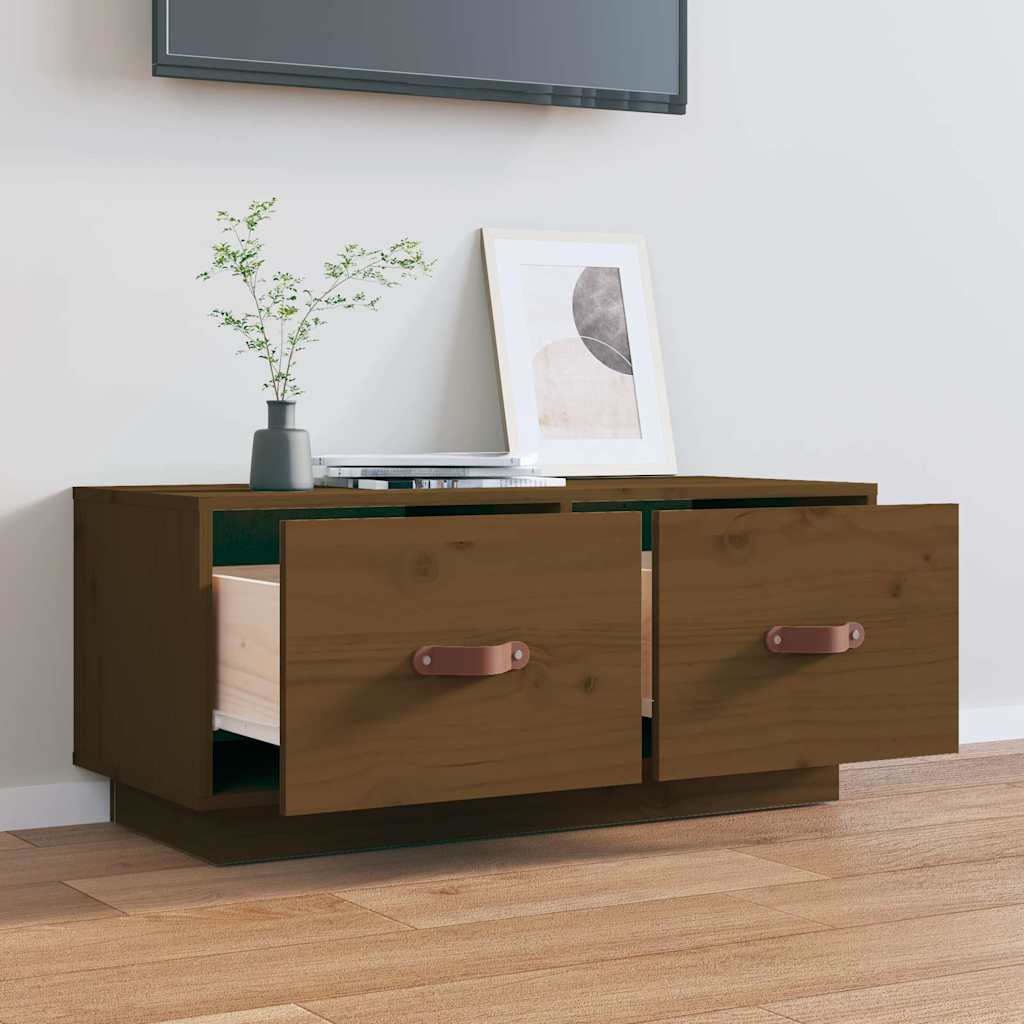 vidaXL TV Cabinet Honey Brown 80x34x35 cm Solid Wood Pine 3