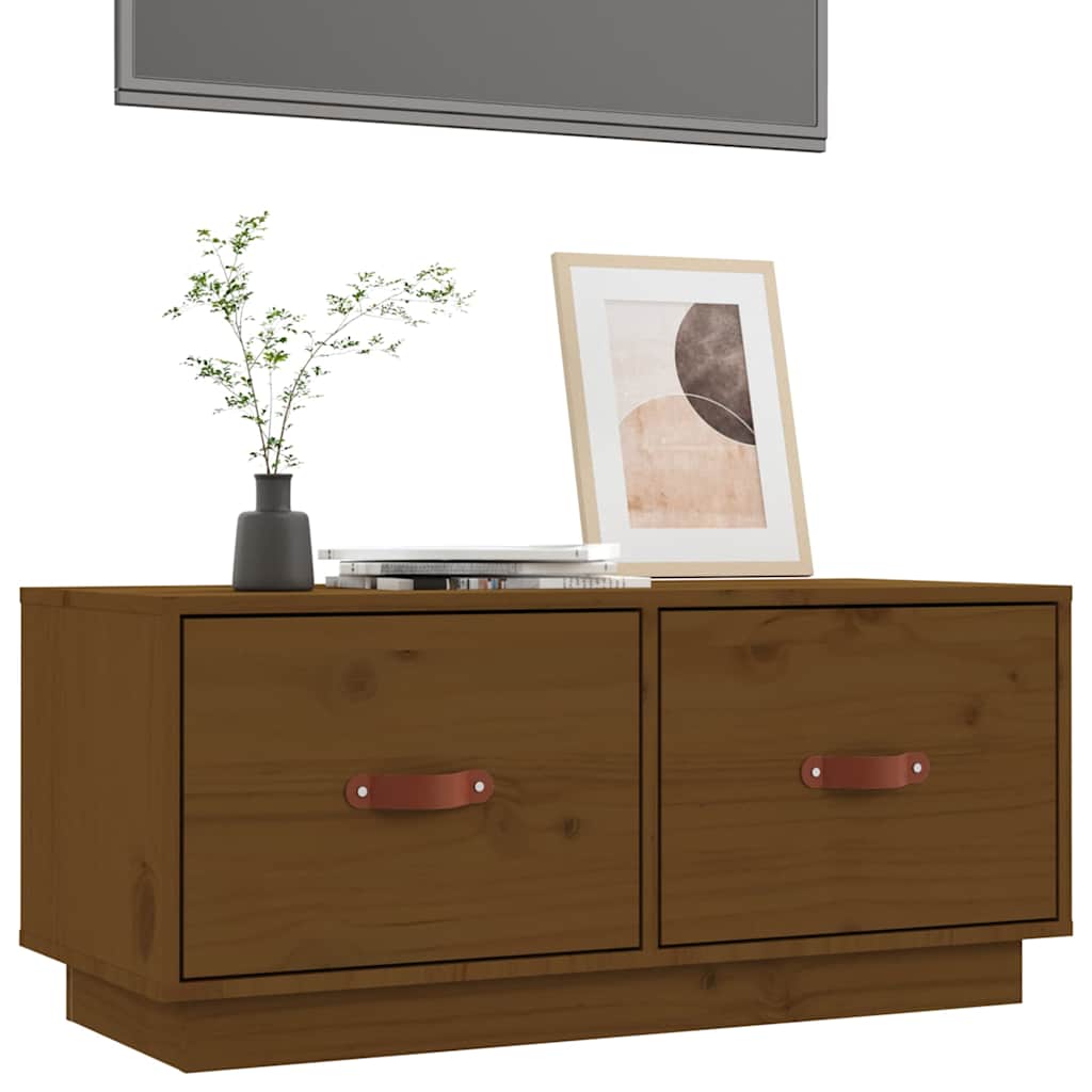 vidaXL TV Cabinet Honey Brown 80x34x35 cm Solid Wood Pine 4