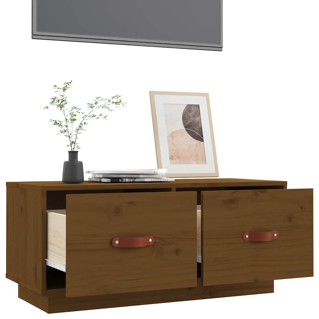 vidaXL TV Cabinet Honey Brown 80x34x35 cm Solid Wood Pine 5