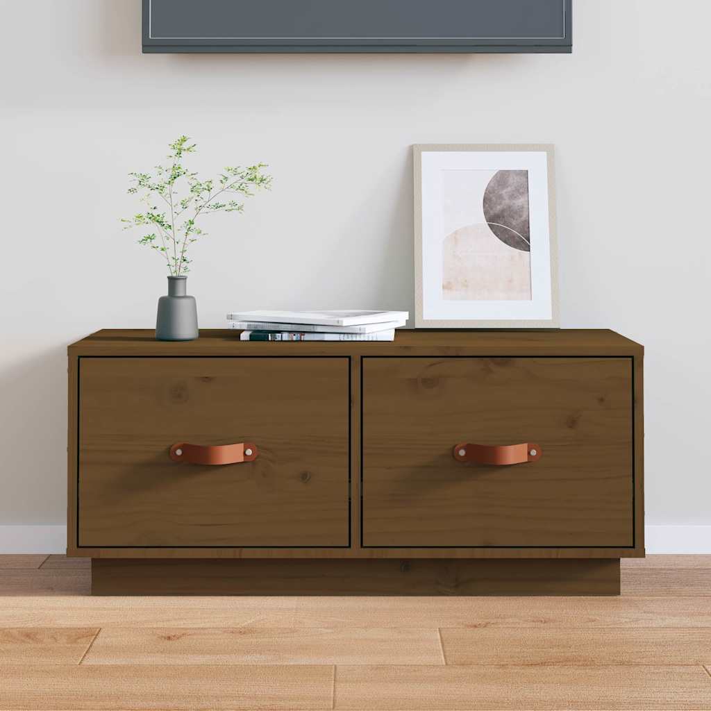 vidaXL TV Cabinet Honey Brown 80x34x35 cm Solid Wood Pine 1