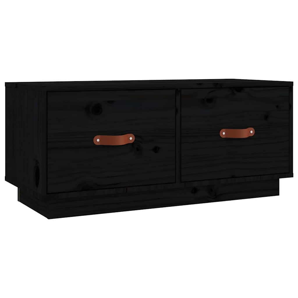 vidaXL TV Cabinet Black 80x34x35 cm Solid Wood Pine 2