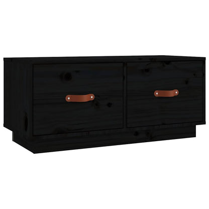 vidaXL TV Cabinet Black 80x34x35 cm Solid Wood Pine 2
