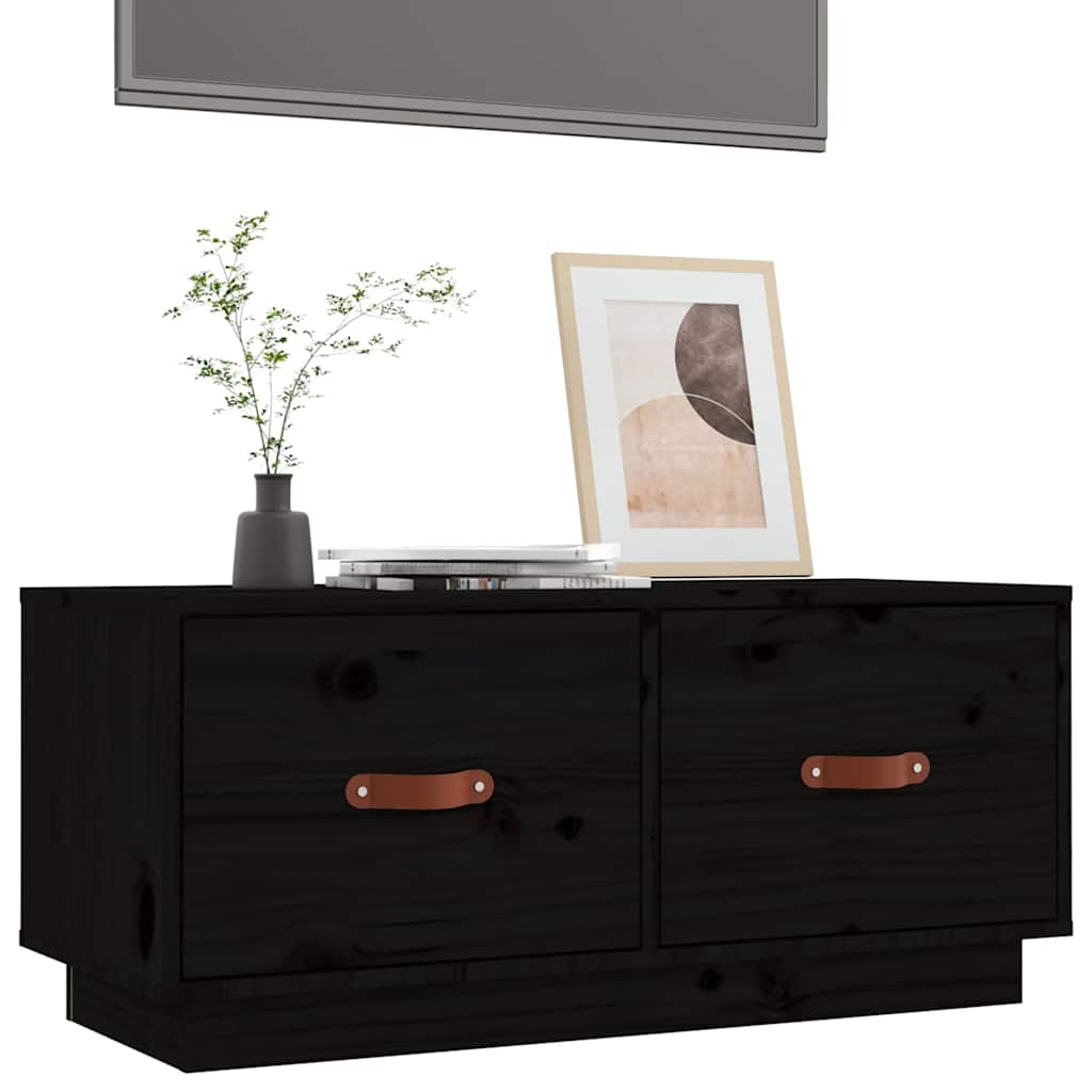 vidaXL TV Cabinet Black 80x34x35 cm Solid Wood Pine 4