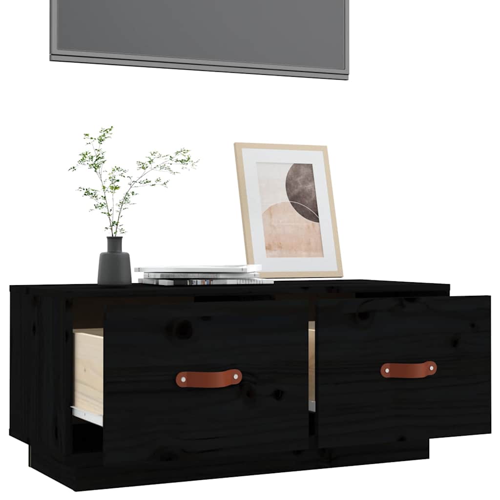vidaXL TV Cabinet Black 80x34x35 cm Solid Wood Pine 5