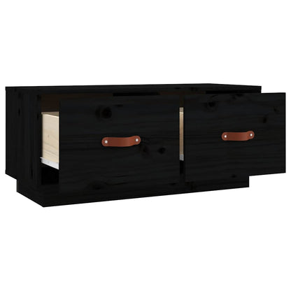 vidaXL TV Cabinet Black 80x34x35 cm Solid Wood Pine 6