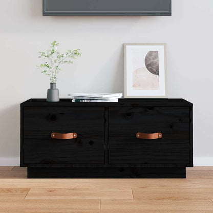 vidaXL TV Cabinet Black 80x34x35 cm Solid Wood Pine 1