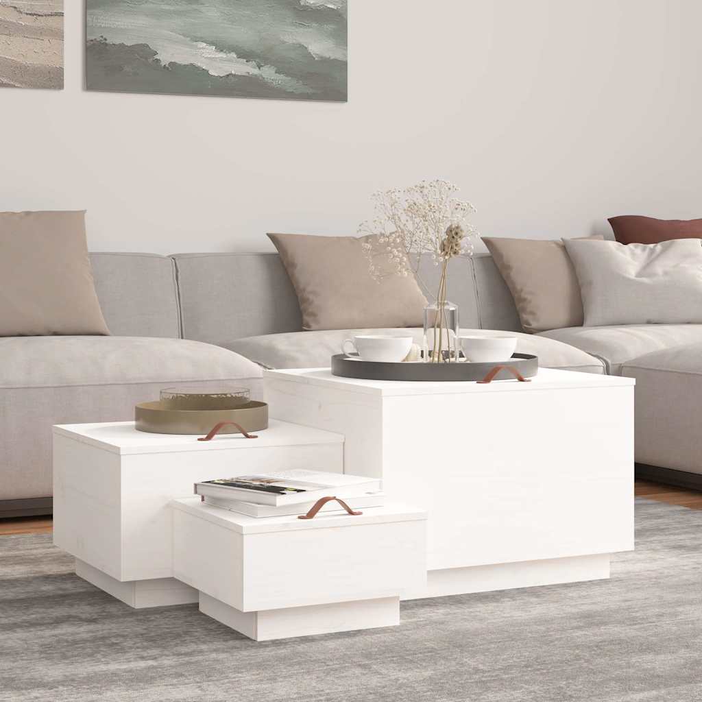 vidaXL Storage Box | Set of 3 | White | Solid pine wood | Large, Medium, Small 1
