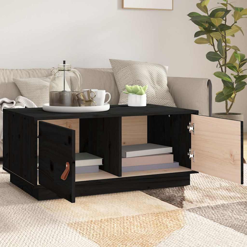 vidaXL Coffee Table Black 80x50x35 cm Solid Wood Pine 3