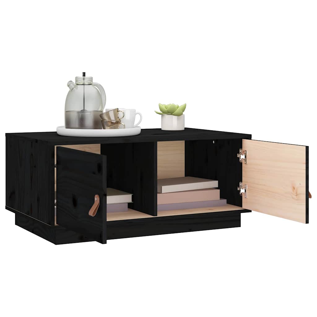 vidaXL Coffee Table Black 80x50x35 cm Solid Wood Pine 5