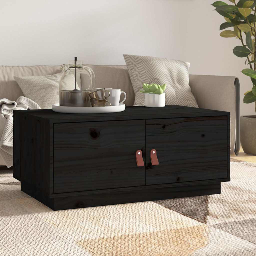 vidaXL Coffee Table Black 80x50x35 cm Solid Wood Pine 1