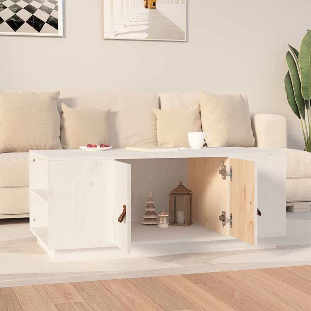 vidaXL Coffee Table | White | Solid pine wood | 100 x 50 x 41 cm | Coffee Table 3