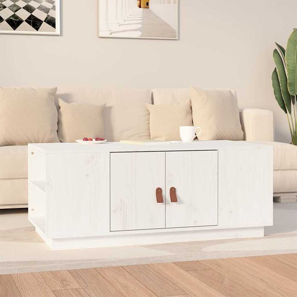 vidaXL Coffee Table | White | Solid pine wood | 100 x 50 x 41 cm | Coffee Table 1