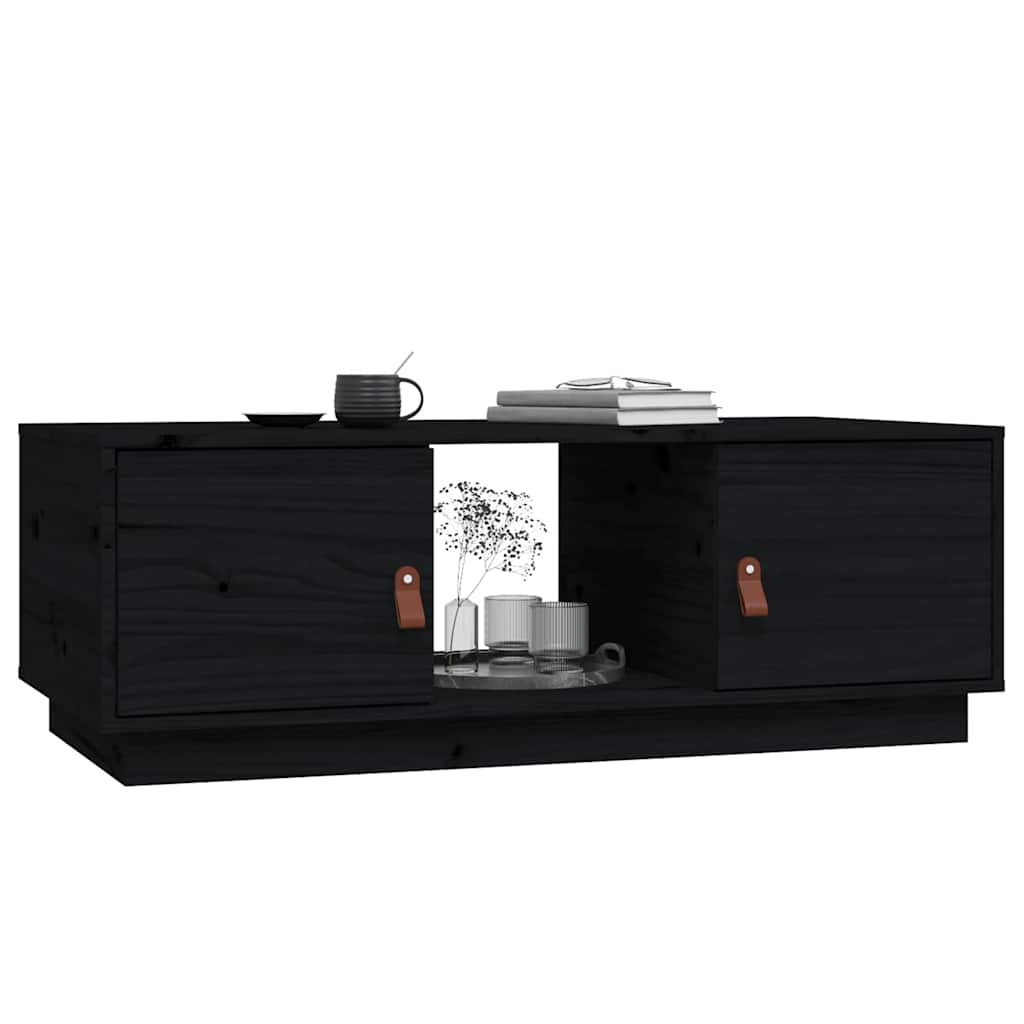 vidaXL Coffee Table Black 100x50x35 cm Solid Wood Pine 4