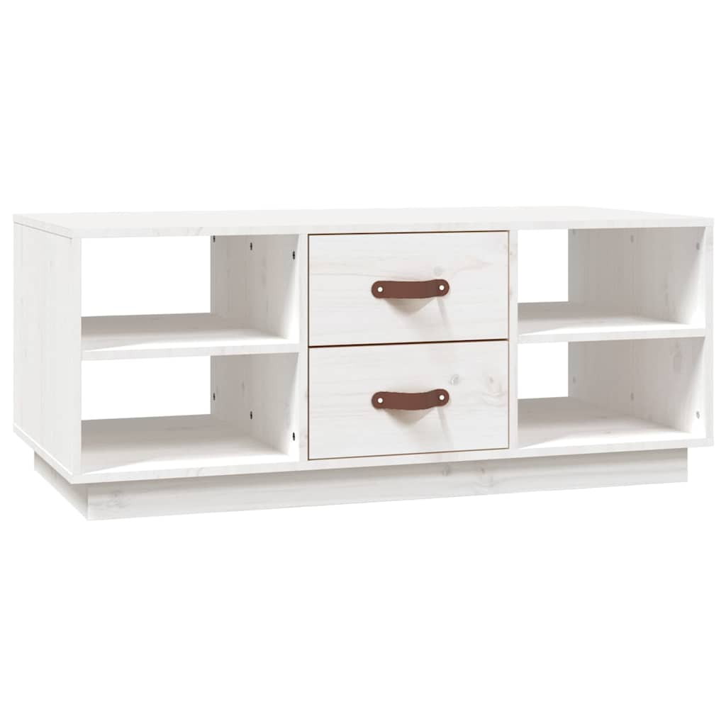vidaXL Coffee Table White 100x50x41 cm Solid Wood Pine 2