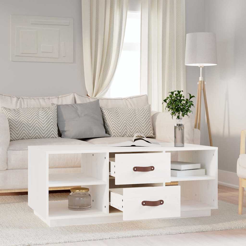 vidaXL Coffee Table White 100x50x41 cm Solid Wood Pine 3