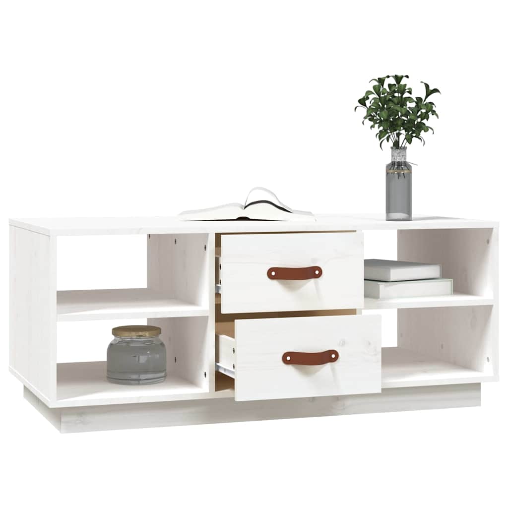 vidaXL Coffee Table White 100x50x41 cm Solid Wood Pine 4