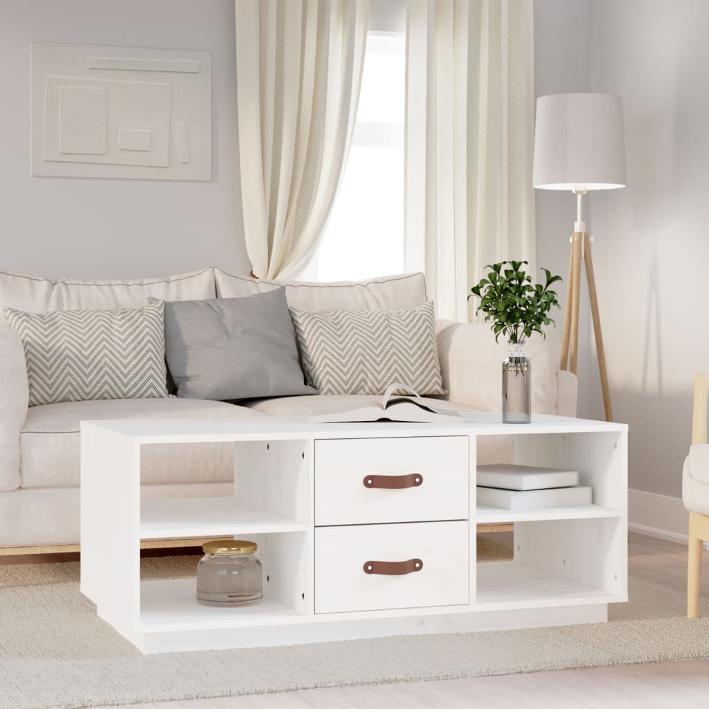 vidaXL Coffee Table White 100x50x41 cm Solid Wood Pine 1