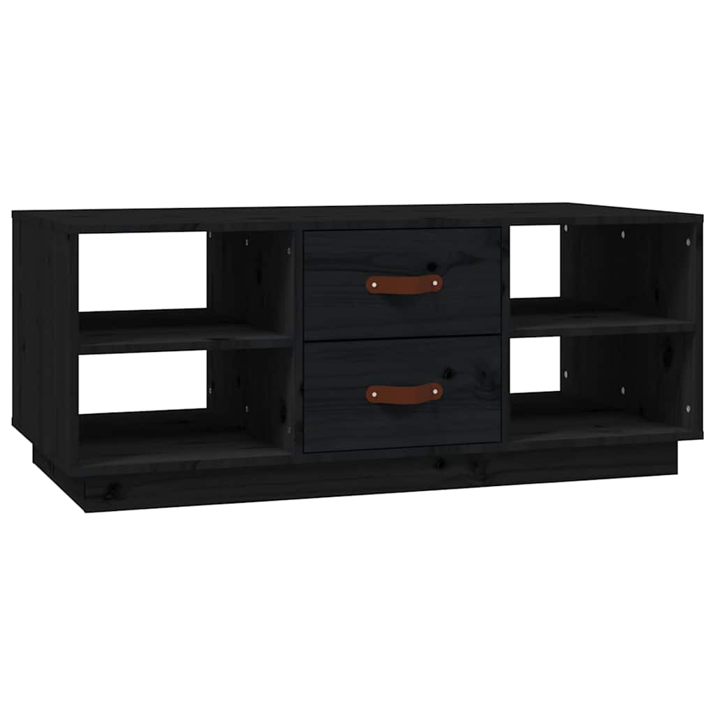 vidaXL Coffee Table Black 100x50x41 cm Solid Wood Pine 2