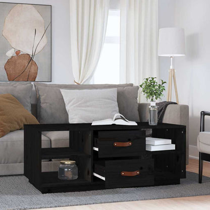vidaXL Coffee Table Black 100x50x41 cm Solid Wood Pine 3