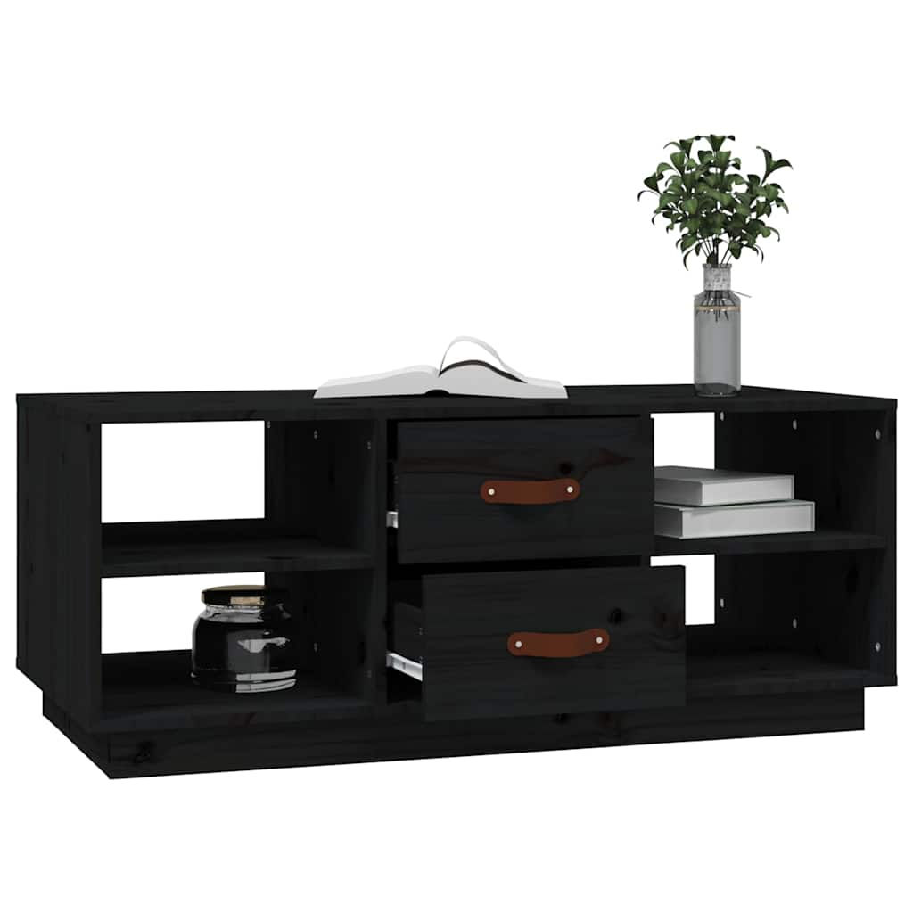 vidaXL Coffee Table Black 100x50x41 cm Solid Wood Pine 4