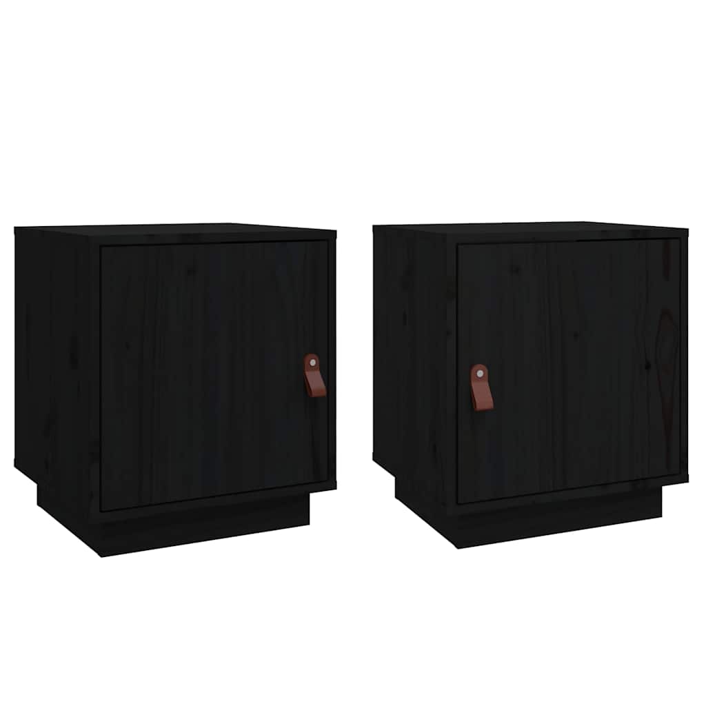 vidaXL Bedside Cabinets 2 pcs Black 40x34x45 cm Solid Wood Pine 2