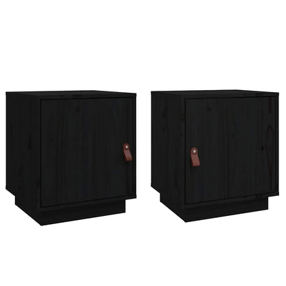 vidaXL Bedside Cabinets 2 pcs Black 40x34x45 cm Solid Wood Pine 2