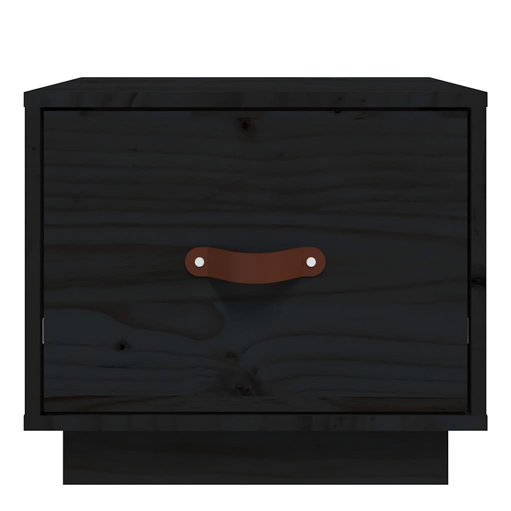 vidaXL Bedside Cabinet | Set of 2 | Black | Solid pine wood, faux leather 5