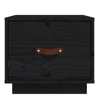 vidaXL Bedside Cabinet | Set of 2 | Black | Solid pine wood, faux leather 5