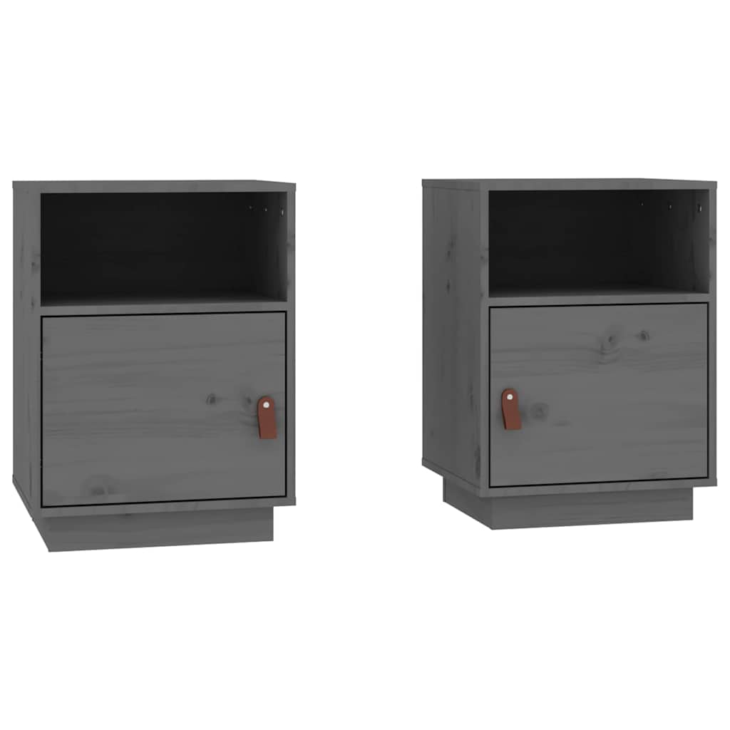 vidaXL Bedside Cabinets 2 pcs Grey 40x34x55 cm Solid Wood Pine 2