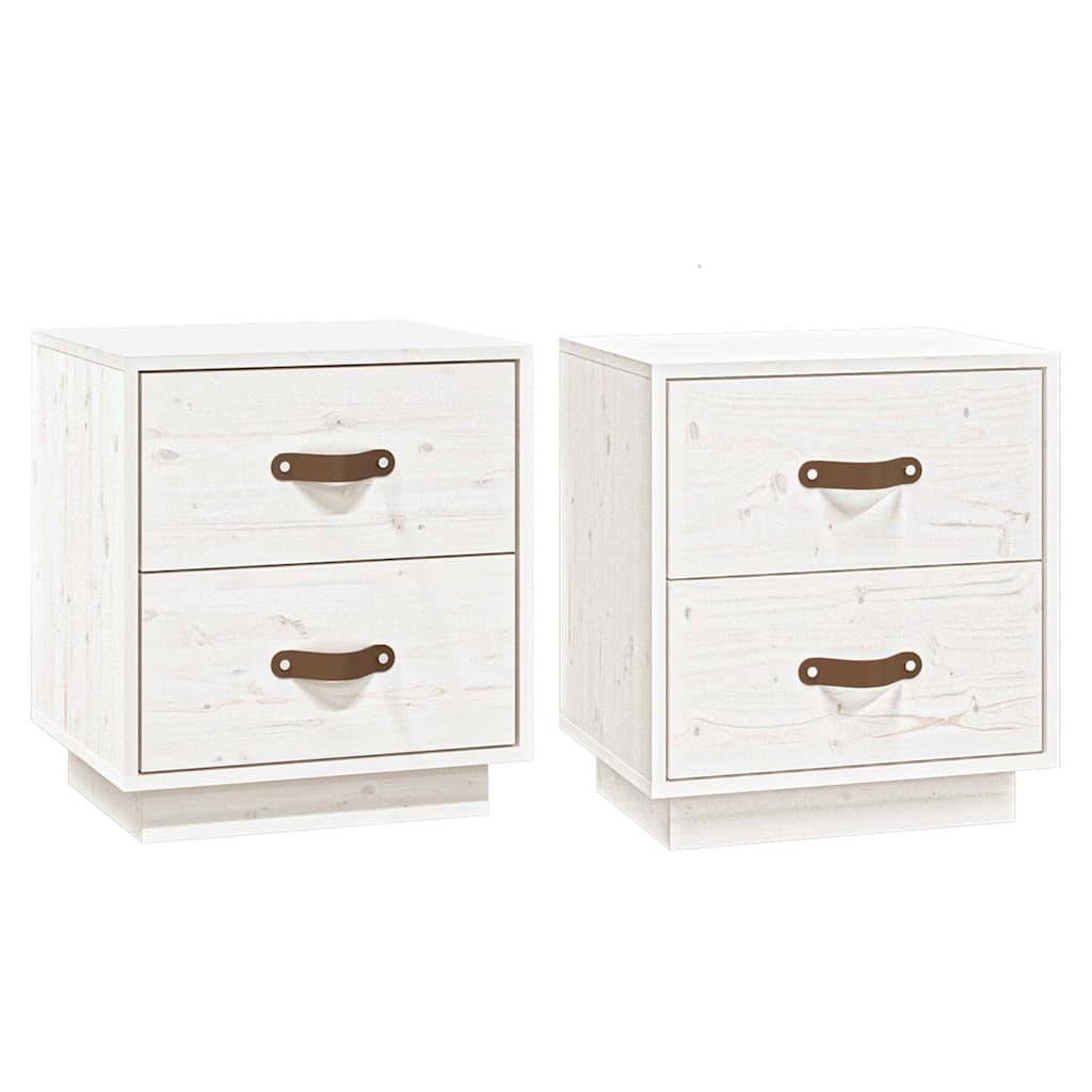 vidaXL Bedside Cabinets 2 pcs White 40x34x45 cm Solid Wood Pine 2