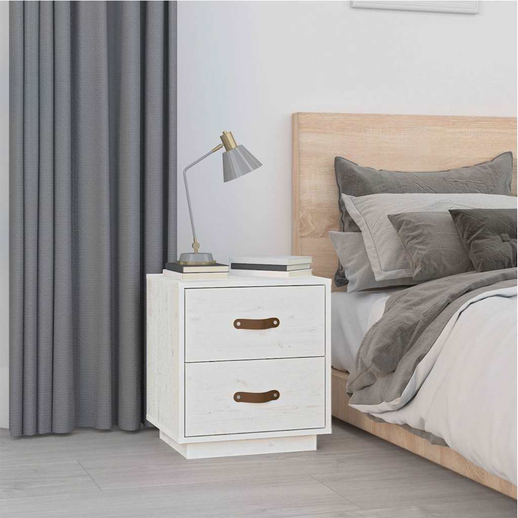 vidaXL Bedside Cabinets 2 pcs White 40x34x45 cm Solid Wood Pine 3