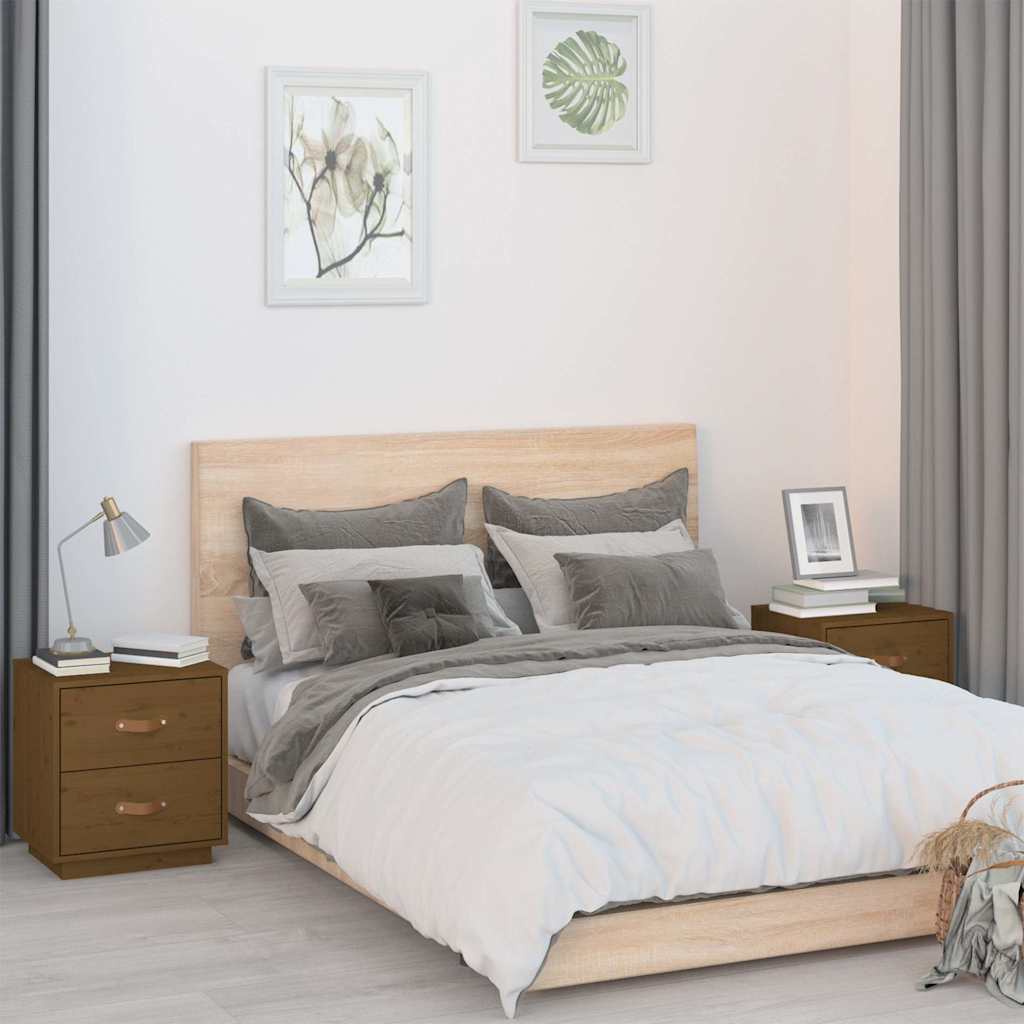 vidaXL Bedside Cabinets 2 pcs Honey Brown 40x34x45 cm Solid Wood Pine 1