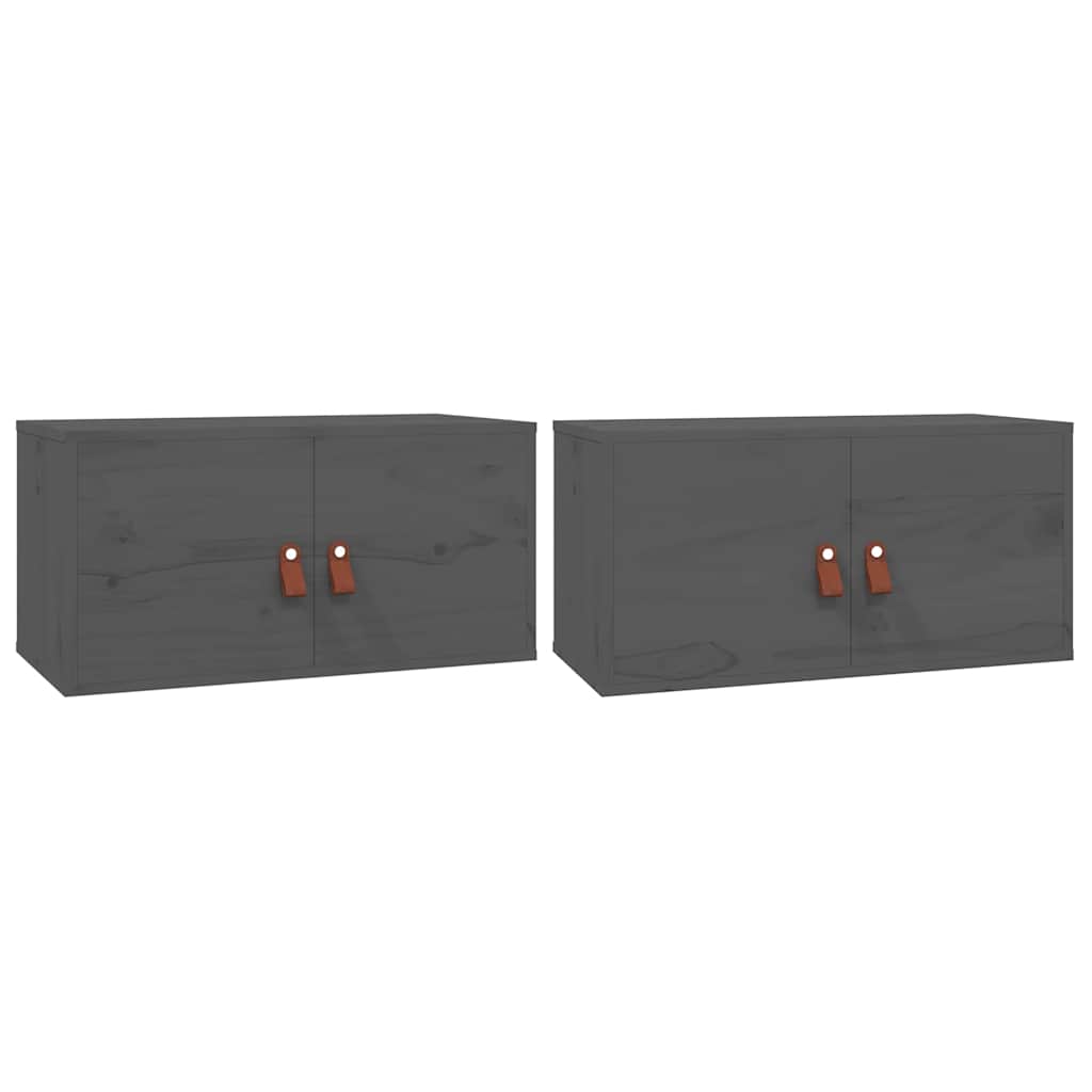 vidaXL Wall Cabinets 2 pcs Grey 60x30x30 cm Solid Wood Pine 2