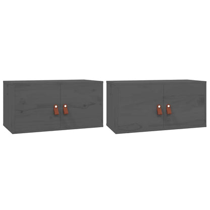 vidaXL Wall Cabinets 2 pcs Grey 60x30x30 cm Solid Wood Pine 2