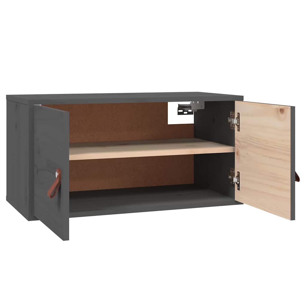 vidaXL Wall Cabinets 2 pcs Grey 60x30x30 cm Solid Wood Pine 6