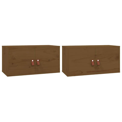 vidaXL Wall Cabinets 2 pcs Honey Brown 60x30x30 cm Solid Wood Pine 2