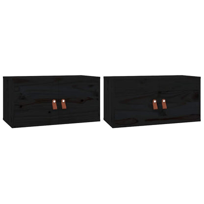 vidaXL Wall Cabinets 2 pcs Black 60x30x30 cm Solid Wood Pine 2