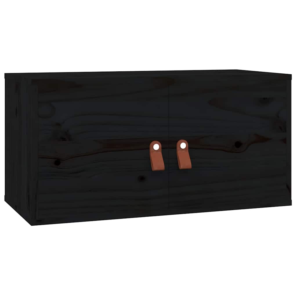 vidaXL Wall Cabinets 2 pcs Black 60x30x30 cm Solid Wood Pine 5