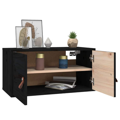 vidaXL Wall Cabinets 2 pcs Black 60x30x30 cm Solid Wood Pine 3