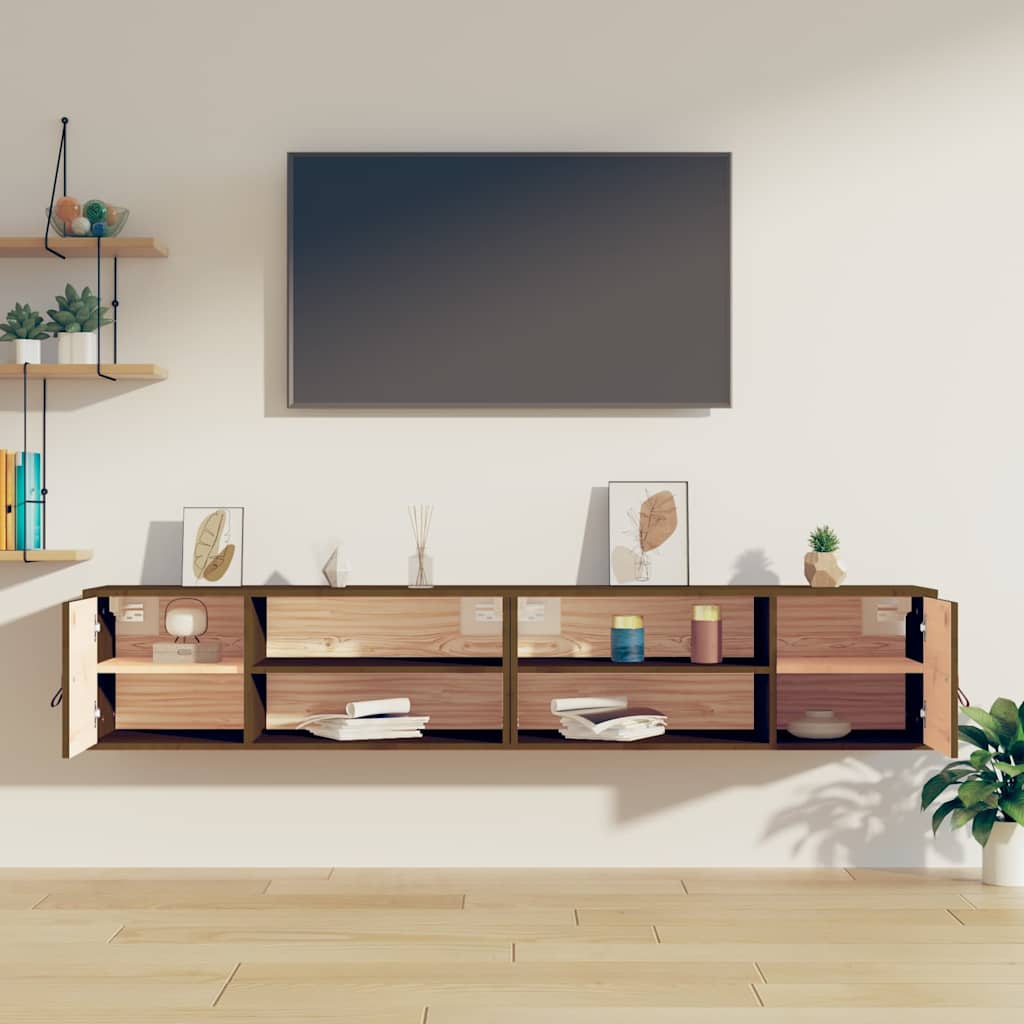 vidaXL Wall Cabinets 2 pcs Honey Brown 80x30x30 cm Solid Wood Pine 3