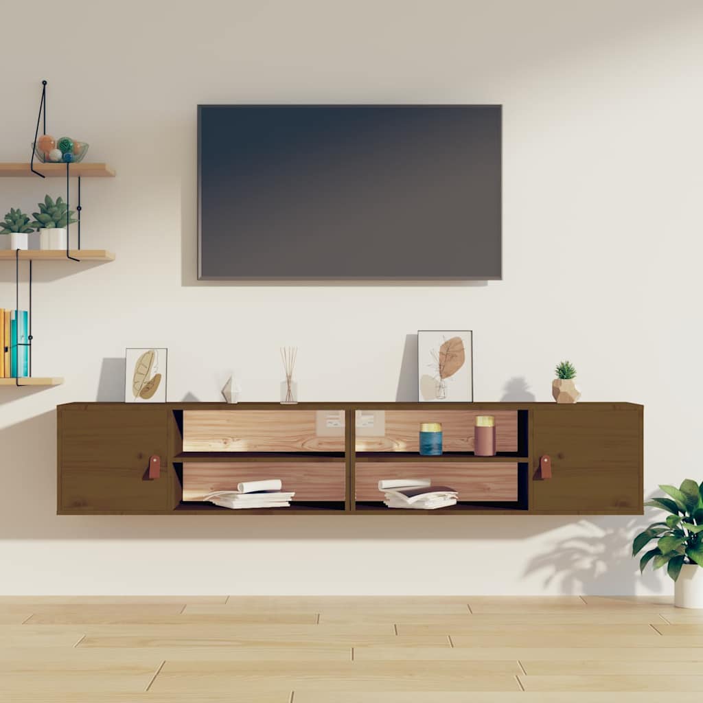 vidaXL Wall Cabinets 2 pcs Honey Brown 80x30x30 cm Solid Wood Pine 1