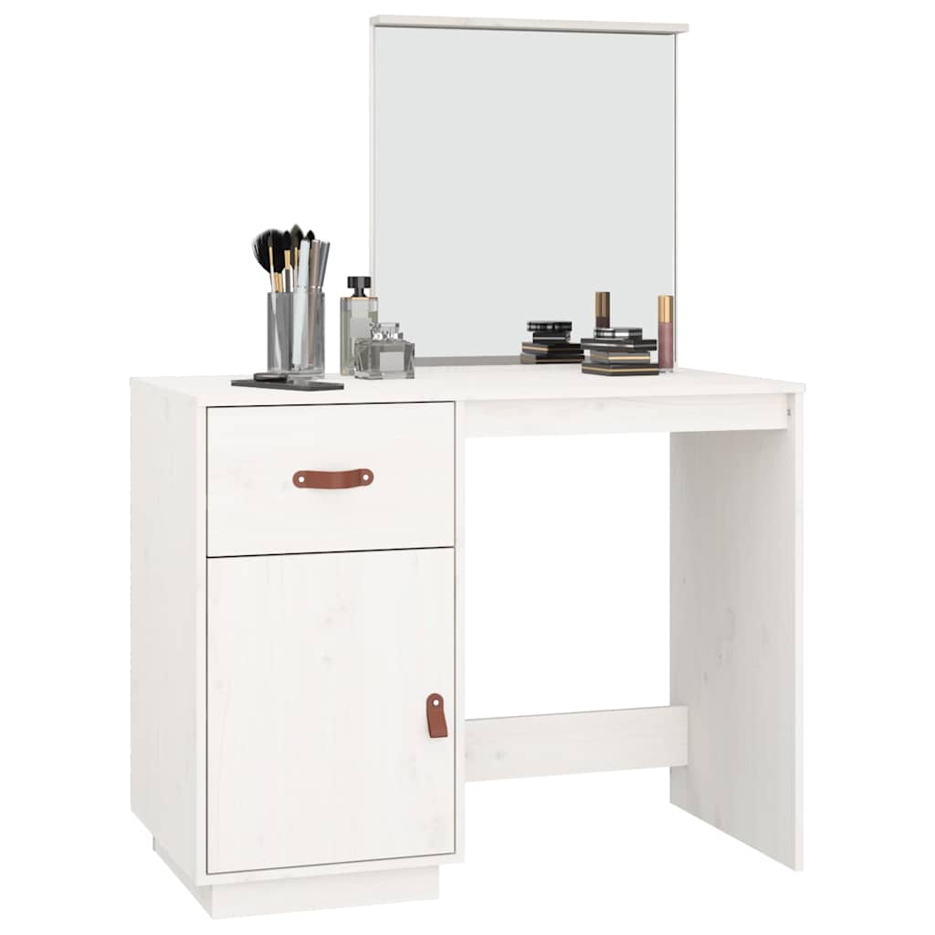 vidaXL Dressing Table White 95x50x134 cm Solid Wood Pine 4
