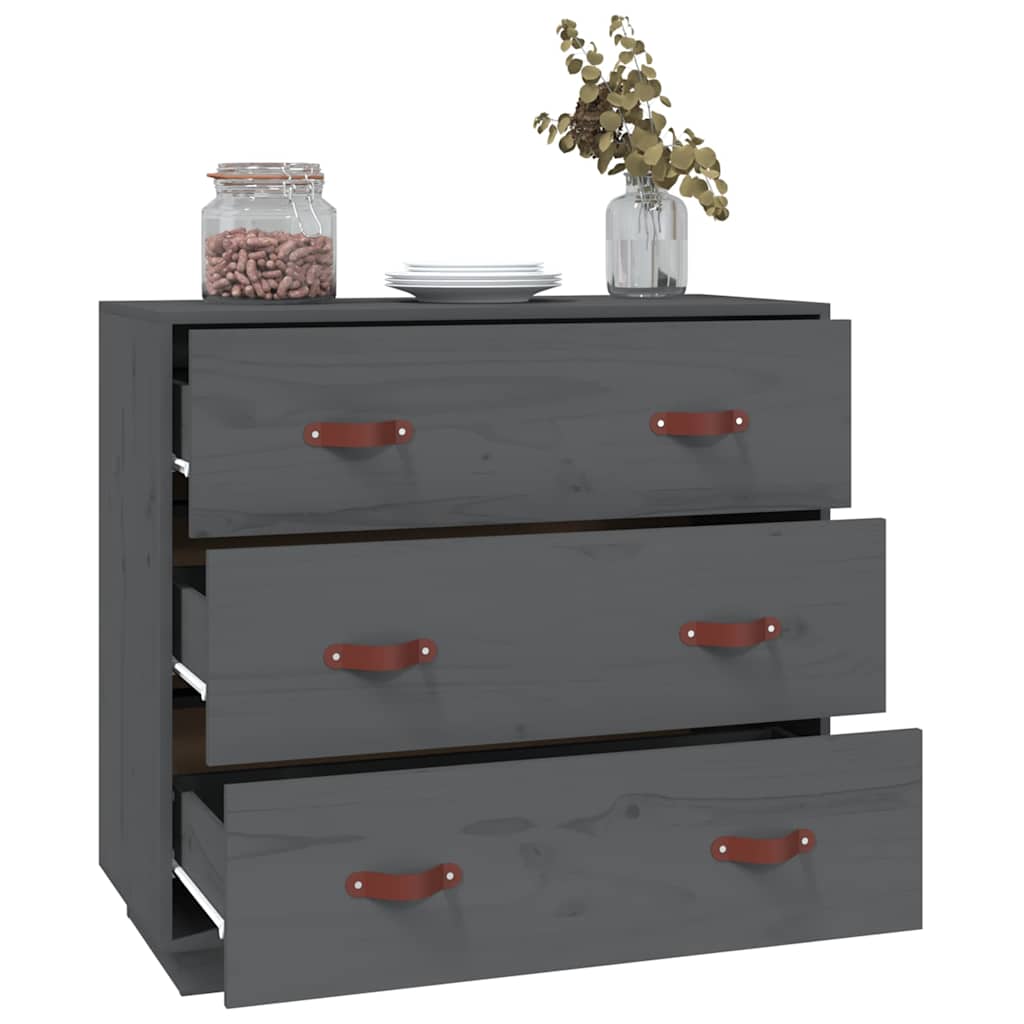 vidaXL Sideboard Grey 80x40x75 cm Solid Wood Pine 6