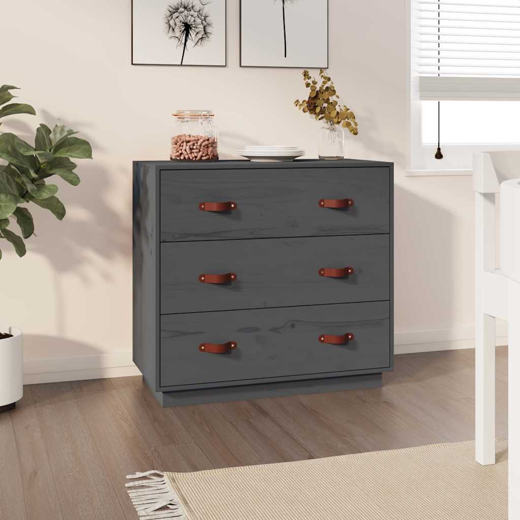 vidaXL Sideboard Grey 80x40x75 cm Solid Wood Pine 1