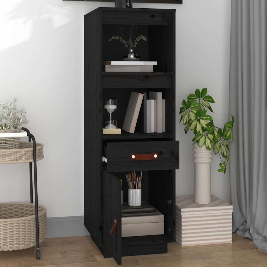 vidaXL Highboard Black 34x40x108,5 cm Solid Wood Pine 3