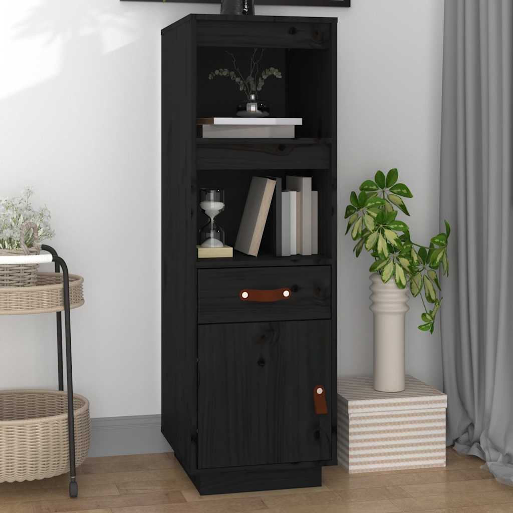 vidaXL Highboard Black 34x40x108,5 cm Solid Wood Pine 1