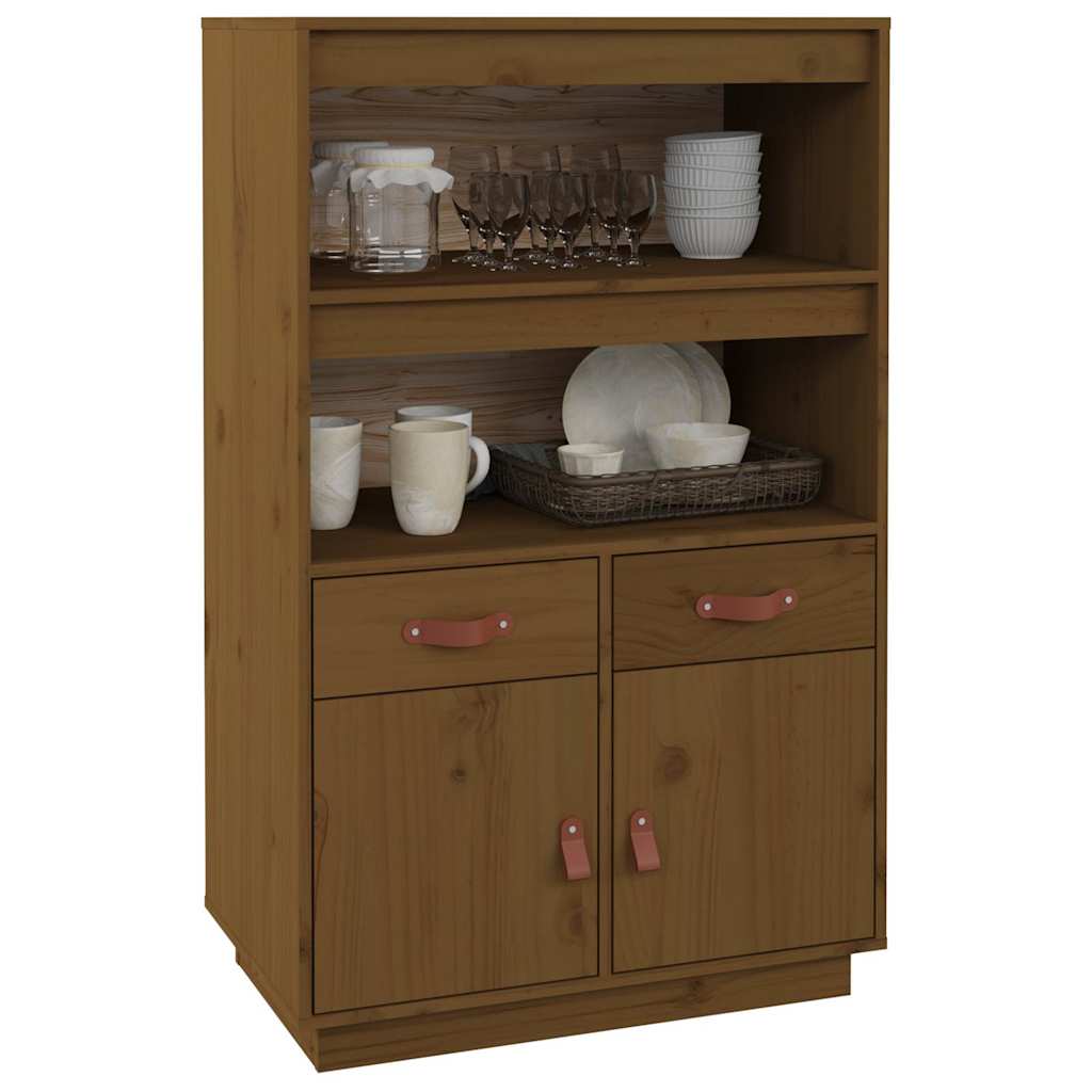 vidaXL Highboard Honey Brown 67x40x108.5 cm Solid Wood Pine 4
