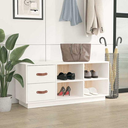 vidaXL Shoe Bench White 100x34x45 cm Solid Wood Pine 3