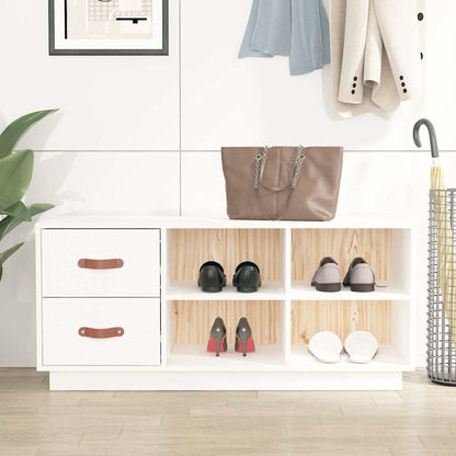 vidaXL Shoe Bench White 100x34x45 cm Solid Wood Pine 1