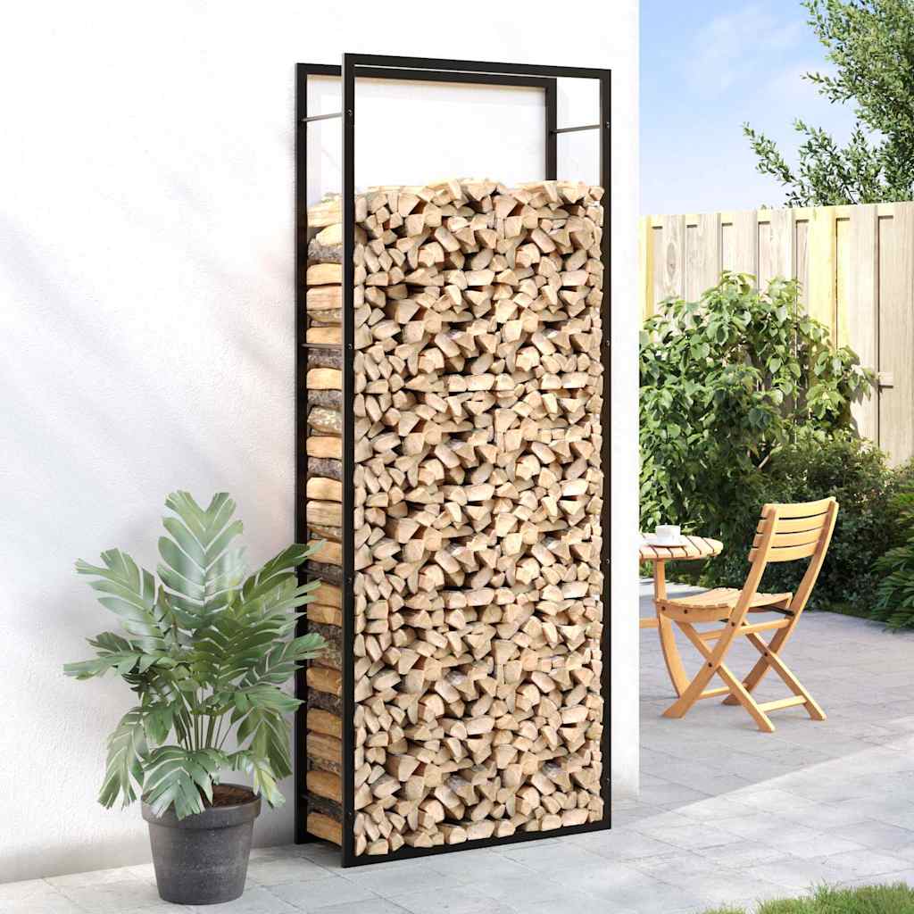 vidaXL Firewood Rack Matt Black 80x28x222 cm Steel 3